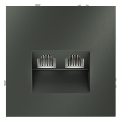 Розетка компьютерная встраиваемая VOLTUM S70 двойная RJ45+RJ45 кат.6, (титан), VLS060206