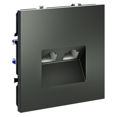 Розетка компьютерная встраиваемая VOLTUM S70 двойная RJ45+RJ45 кат.6, (титан), VLS060206