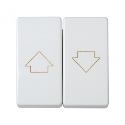 Simon 27 Белый Двухклавишный кнопочный выключатель для жалюзи c блокировкой 10A 250В~, 27332-35