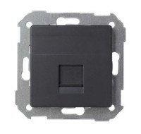 Simon Розетка прямая для передачи данных со шторкой на 1 разъем RJ45 черного матового цвета S82 Concept, 8200005-098