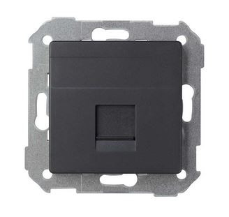 Simon Розетка прямая для передачи данных со шторкой на 1 разъем RJ45 черного матового цвета S82 Concept, 8200005-098