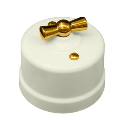 Bironi Выключатель 2-кл., пластик, цвет Слоновая кость, Золото, B1-202-211-G