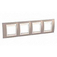 MGU6.008.574 - UNICA ХАМЕЛЕОН РАМКА 4-постовая, горизонтальная, БЕЖЕВЫЙ/ КОРИЧНЕВЫЙ, Schneider Electric