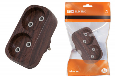 Блок на 2 гнезда 2П б/з плоский 6А 250B "Эко" (бук) TDM Electric, SQ1806-0078