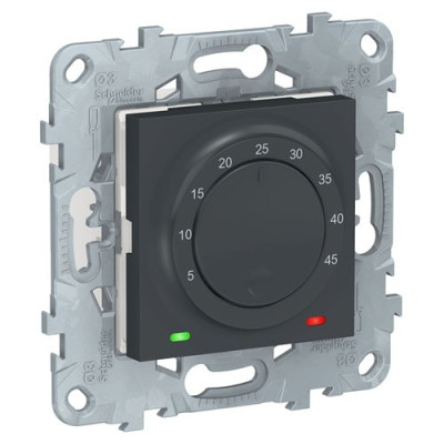 Unica New Термостат теплого пола, 10А, выносной термодатчик, антрацит