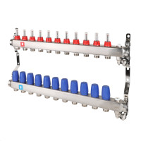Коллектор с расходомерами, дренажным краном и краном Маевского. 11 вых., MS.711.06