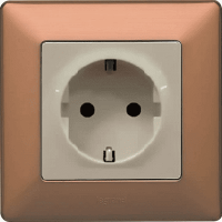 Legrand Розетка 2к+з, вставка - слоновая кость, рамка - медь, серия Valena Life