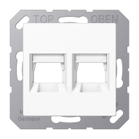 Kрышка для 2-х разъемов; без видимого винта; подпружиненная шторка; термопласт; белый, A1569-25WEWW