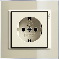 Gira Розетка 2к+з, глянцевый кремовый - песочный, серия Event Clear
