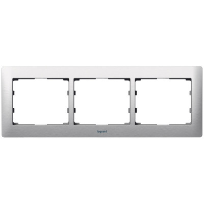 Legrand Рамка - Galea Life - 3 поста - горизонтальный монтаж - металлическая - Brushed Aluminium, 771953