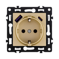 Розетка штепсельная SCHUKO 16A/250 В с USB A+C 20W, золотой Kollinger Asthetik AS-016GD