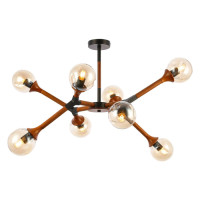 Evoluce SLE109402-08 Светильник потолочный Черный, Темное дерево/Прозрачный, Янтарный E27 8*60W