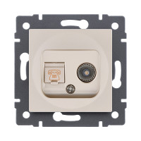 Розетка двойная TV (мама) + телефонная розетка RJ11, золотой Kollinger REA-013GD для Aspekt, Eleganz, Reflex Розетка двойная TV (мама) + телефонная розетка RJ11, золотой Kollinger REA-013GD для Aspekt, Eleganz, Reflex