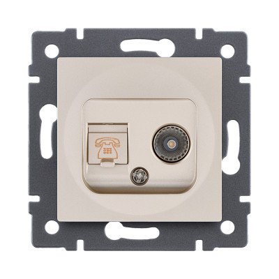 Розетка двойная TV (мама) + телефонная розетка RJ11, золотой Kollinger REA-013GD для Aspekt, Eleganz, Reflex