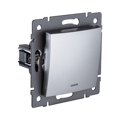 Выключатель 1-клавишный перекрестный 10А/250В с LED подсветкой, изогнутый, серый Kollinger REA-R-015GY для Aspekt, Eleganz, Reflex