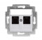 ABB EPJ Levit серебро / дымчатый чёрный Розетка компьютерная, 2хRJ45 кат,5e, серебро