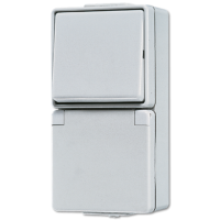 Штепсельная розетка SCHUKO для накладного монтажа с универсальным выключателем IP44, 676W