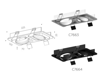 Корпус встраиваемый для насадок с диаметром D70мм 2*GU5.3, AMBRELLA LIGHT, C7664