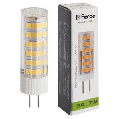 Лампа светодиодная, (7W) 230V G4 4000K JCD, LB-433, Feron 25864