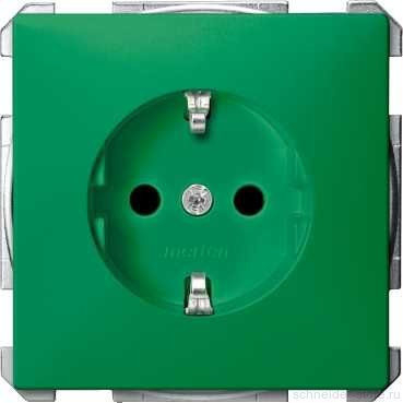 SD Розетка со шторками 2К+З 16А 250В~, зел.