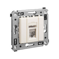 4405363 - ДКС Компьютерная розетка RJ-45 в стену, кат.5e одинарная экранированная, "Avanti","Ванильная дымка"