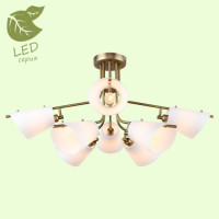 LUSSOLE ARLINGTON Люстра потолочная, цвет основания - бронзовый, плафон - стекло (цвет - белый), 8x6W E14, GRLSP-8097