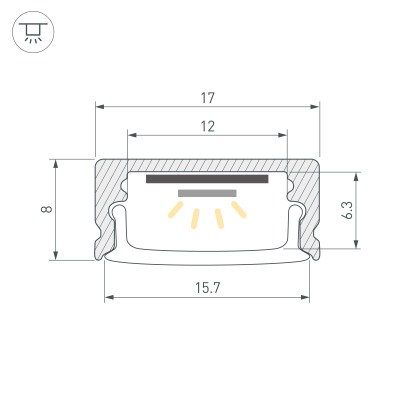 Профиль LINE-1708-2000 ANOD BLACK (Arlight, Алюминий), 040299