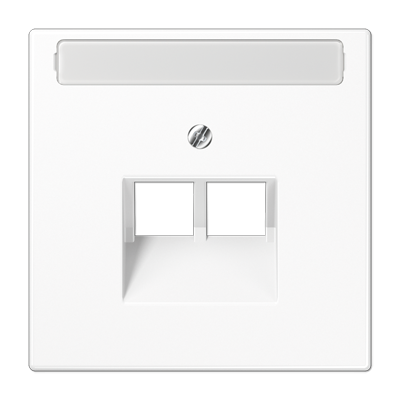 Крышка для сдвоенной телефонной и компьютерной розетки UAE с полем для надписи; белая, LS969-2NAUAWW