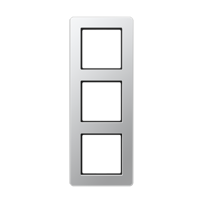 Рамка для вертикальной и горизонтальной установки, 3 поста; термопласт; алюминий; A FLOW, AF583BFAL