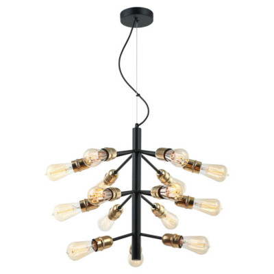 LUSSOLE HURON Люстра подвесная, цвет основания - черный, 15x60W E27, LSP-8199