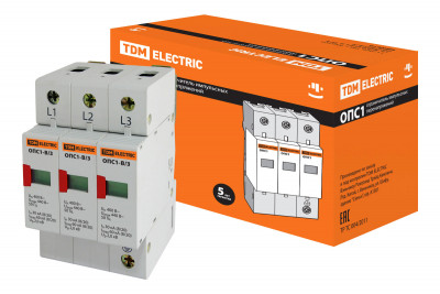 Разрядник ОПС1-B 3Р In=30kA Un=400B Im=60kA TDM Electric, SQ0201-0003