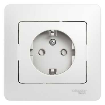 РОЗЕТКА с заземлением со шторками, 16А, в сборе, БЕЛЫЙ