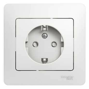 РОЗЕТКА с заземлением со шторками, 16А, в сборе, БЕЛЫЙ