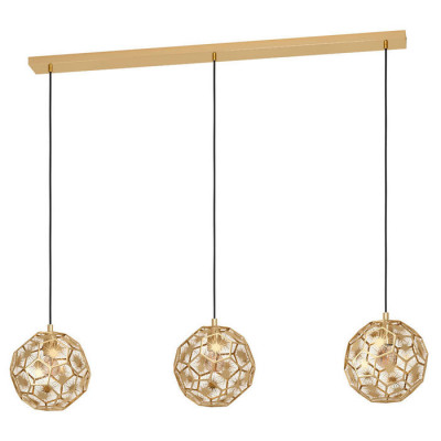 39757 Подвес SKOURA, 3x60W(E27), L1300, B255, H1500, сталь, черный, латунь