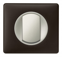 Legrand Выключатель 1-клавишный, вставка - титан,  классика - Черная перкаль, серия Celiane