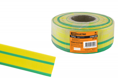 Термоусаживаемая трубка ТУТнг 50/25 желто-зеленая (25 м/ролл) TDM Electric, SQ0518-0108