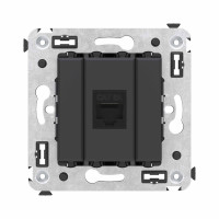 DKC Компьютерная розетка RJ-45 без шторки в стену, кат.6А одинарная, "Avanti", "Черный матовый"