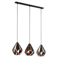 49991 Подвес CARLTON 1, 3х60W(E27), L805, B205, H1100, сталь, черный, медный