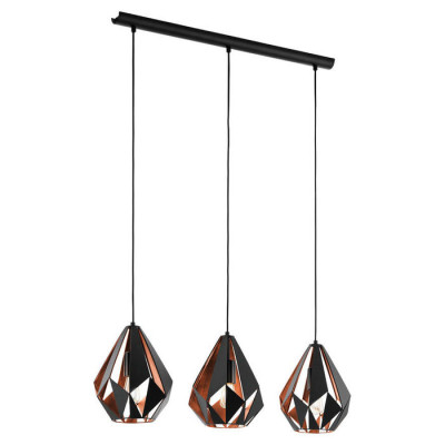 49991 Подвес CARLTON 1, 3х60W(E27), L805, B205, H1100, сталь, черный, медный