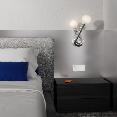 Накладка для розетки с заземлением и защитными шторками, с USB A+C, S70 (хлопок), VLS001013