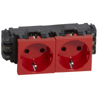 Розетка 2 х 2К+3- Программа Mosaic - для монтажа на кабель-каналах - с винтовыми зажимами - красная Розетка 2 х 2К+3- Программа Mosaic - для монтажа на кабель-каналах - с винтовыми зажимами - красная