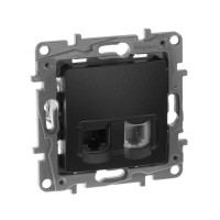 Legrand Розетка двойная RJ11+RJ45 категория 5e UTP - Legrand Etika - антрацит, 672652 Legrand Розетка двойная RJ11+RJ45 категория 5e UTP - Legrand Etika - антрацит, 672652