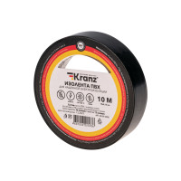 Изолента ПВХ 15 мм х 10 м, черная, (упак. 10 рулонов) KRANZ, KR-09-2006