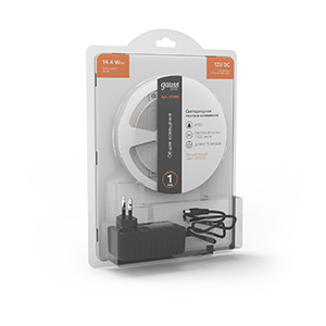 Gauss Лента Basic в комплекте 12V 14,4W/m 1400lm/m 3000K IP20 LED 5m 1/50, BT085