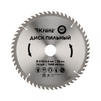 Диск пильный 210 мм х 56 зуб х 30 мм KRANZ, KR-92-0123