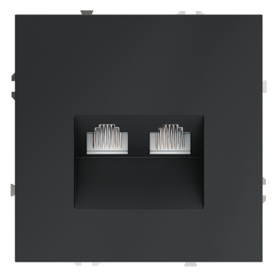 Розетка компьютерная встраиваемая VOLTUM S70 двойная RJ45+RJ45 кат.6, (графит), VLS060207