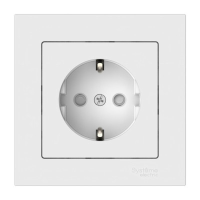 ATN000144S - ATLASDESIGN РОЗЕТКА с заземлением со шторками, 16А, в сборе, быстрозажим. клем., БЕЛЫЙ, Systeme Electric
