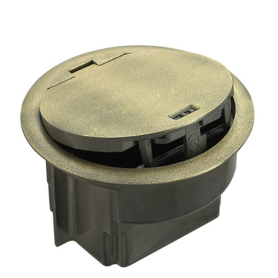 Donel Лючок в пол 4 мод. (2 мод. 45х45 мм.), античная латунь, круглый, металл, IP65, (с уст. набором), DFB4MZBC