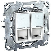 РОЗЕТКА компьютерная, RJ45, двойная, с полем для надписи, кат. 5е, БЕЛЫЙ