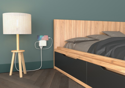 Legrand Разветвитель Legrand 2 розетки для плоских вилок с держателем для мобильного телефона и 2xUSB A+C (3А) зарядками, цвет: бело-серый, 049401